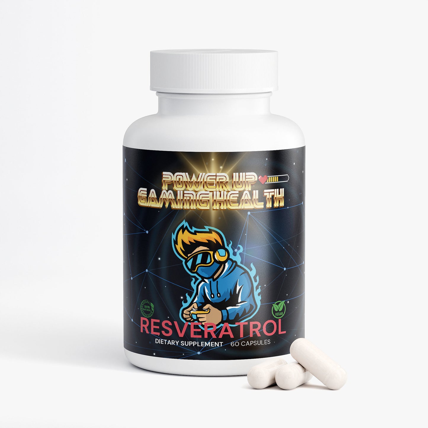 Power Up - 100% Natural Resveratrol 600mg (Hormone Free)