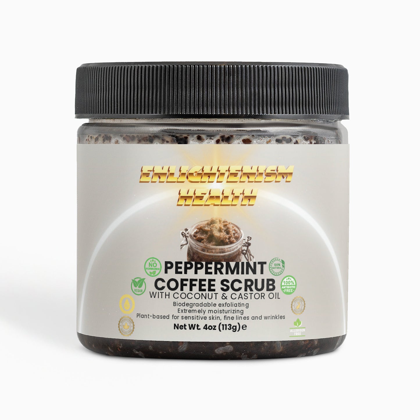 Enlightenism Health - 100% Natural Peppermint Coffee Scrub (Paraben Free)