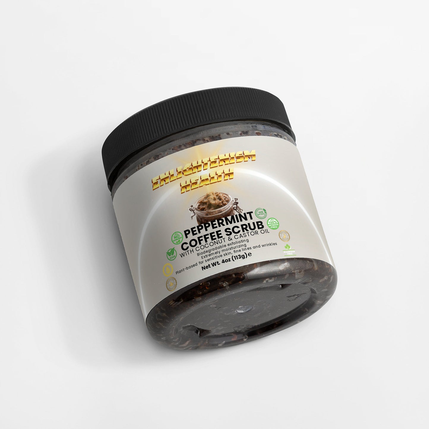 Enlightenism Health - 100% Natural Peppermint Coffee Scrub (Paraben Free)